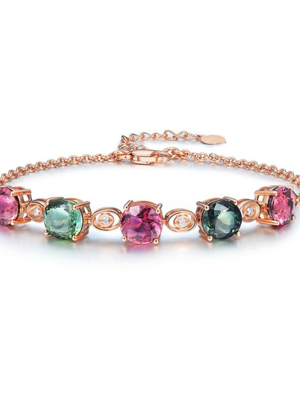 2385 - Rose Gold Plated Multi-Stone Bracelet | Synthetic Tourmaline Style